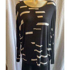 Womens‎ Size XL Worthington Lightweight Long Sleeve Geometric Black White Dolman